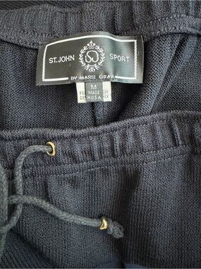 St. John Sport by Marie Gray Black Knit Drawstring Waist Pants